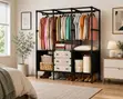 Modern Open Clothes Wardrobe Rack with Shelves - 1