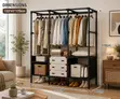 Modern Open Clothes Wardrobe Rack with Shelves - 2
