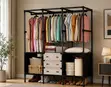 Modern Open Clothes Wardrobe Rack with Shelves - 3