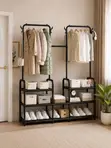 Heavy-Duty Double Garment Rack with Shelves - 1