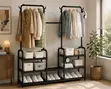 Heavy-Duty Double Garment Rack with Shelves - 2