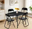 Square Folding Table Set with 4 Chairs - Black - 2