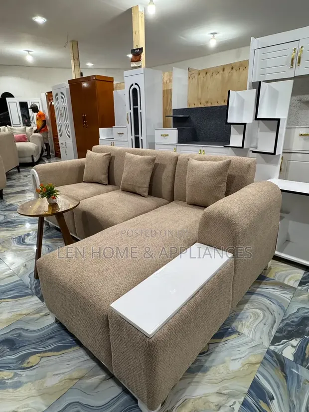 L Shape Sofa - Brown, Brand New - 1