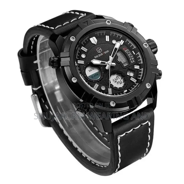 Golden Hour Black Leather Belt Watch - 1