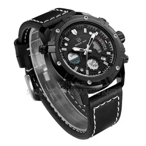 Golden Hour Black Leather Belt Watch