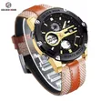 Golden Hour Black Brown Leather Band Watch - 4