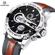 Golden Hour Black Brown Leather Band Watch - 5