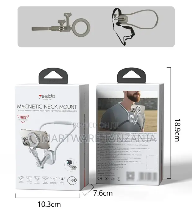 Yesido Magnetic Neck Mount for Action Cameras & Smartphones - 1