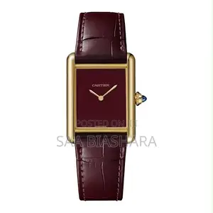 Cartier Tank Watch - Maroon Leather Band