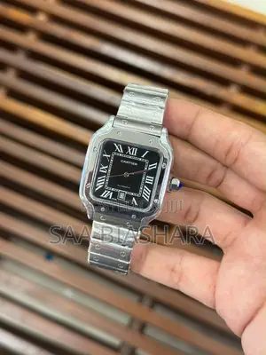 Cartier Santos Large Model Silver and Black
