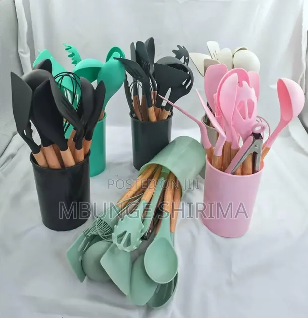 12-Piece Silicone Kitchen Utensils Set with Holder - 1