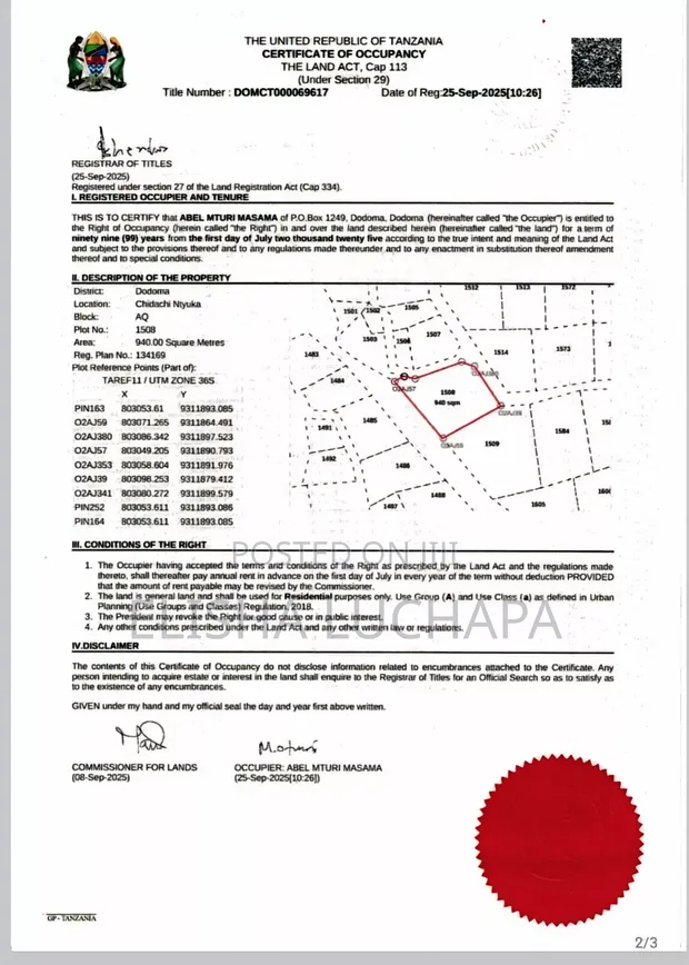 Residential Plot for Sale in Ntyuka, Dodoma - 1
