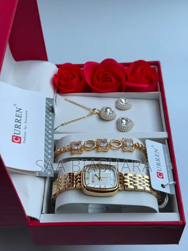 Curren Gold & White Ladies' Watch Set for Girlfriend's Day Gift - 1