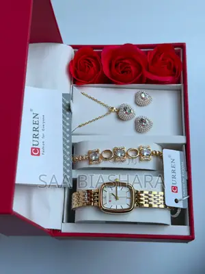 Curren Gold & White Ladies' Watch Set for Girlfriend's Day Gift
