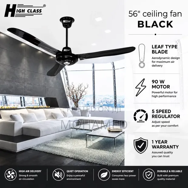 High-Class Premium 56" Black Fan - 1
