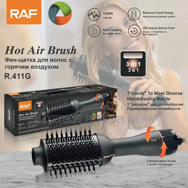 RAF R.411G Brashi ya Kuchana Nywele ya Moto 3-in-1 - 1