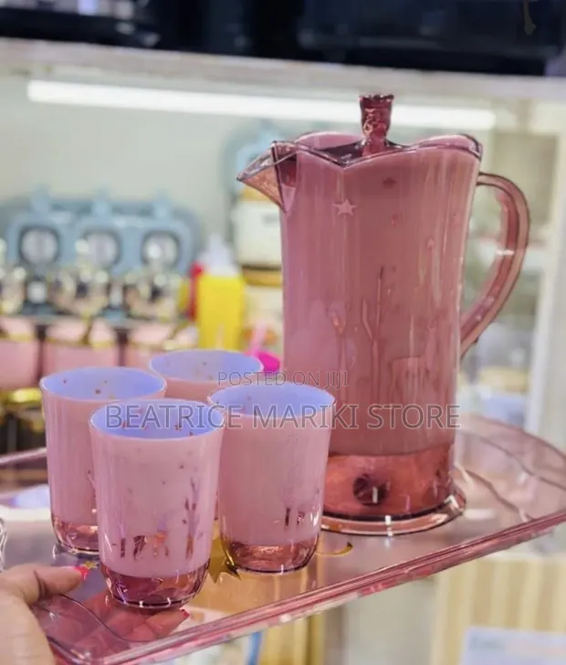 Jug, 4 Glasses, and Tray Set - 1