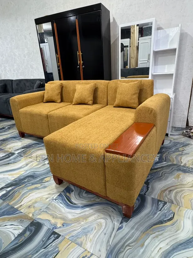 Brand New L-Shape Sofa - Mustard Yellow Velvet - 1