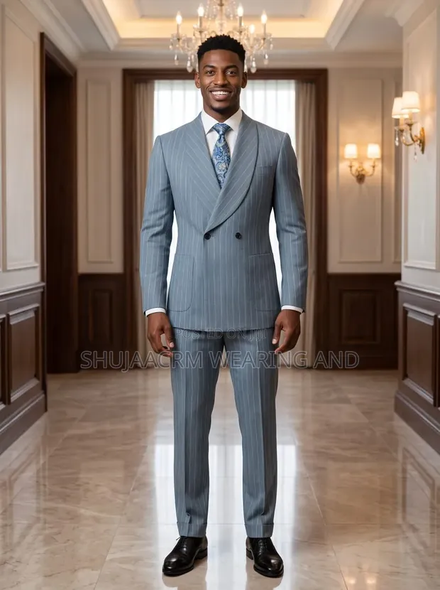 VINSTILO Two-Button Men's Suit - Blue - 1