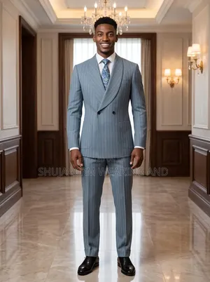 VINSTILO Two-Button Men's Suit - Blue