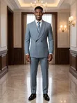 VINSTILO Two-Button Men's Suit - Blue - 1