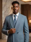 VINSTILO Two-Button Men's Suit - Blue - 2