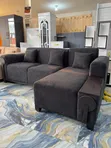 L-Shape Sofa - High Quality Spring, Black - 1