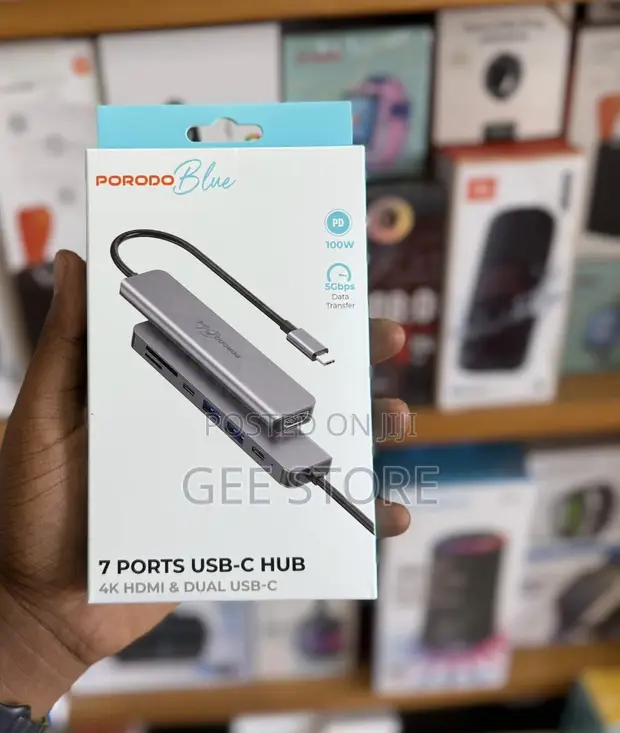 Porodo 7-Port USB-C Hub with HDMI & Dual USB-C - 1