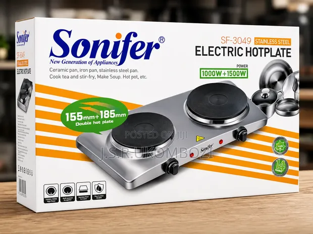Sonifer Electric Double Burner Hot Plate 1000W-1500W - 1