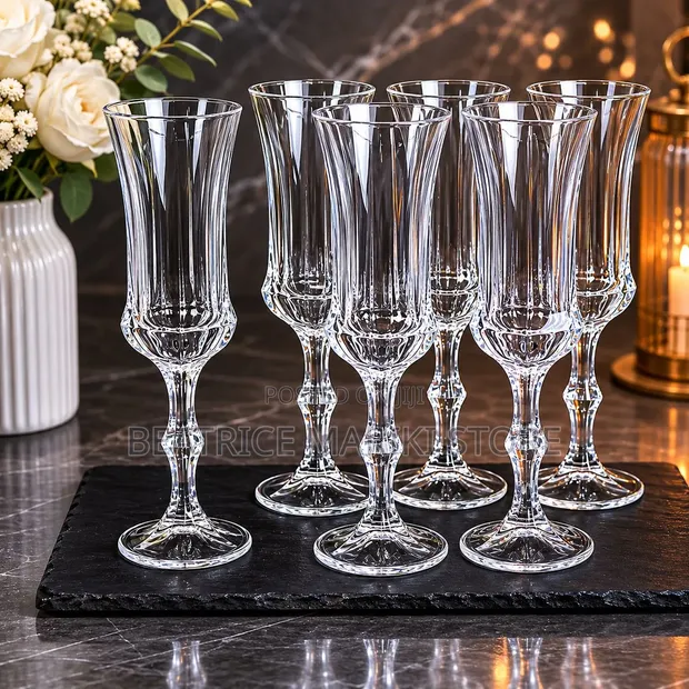 Glass Champagne Flutes (Set of 6) - 1