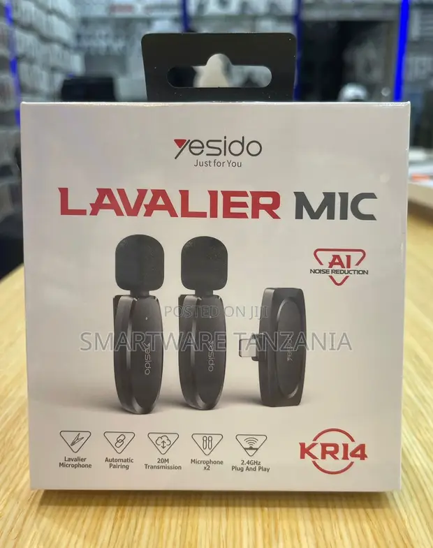 Yesido KRI4 Wireless Lavalier Microphone Set, 20M Range, Dual Mic - 1