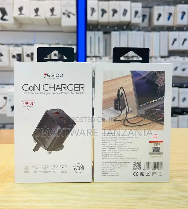 Yesido GaN 65W Chaja Haraka ya USB-C PD yenye Port 3 - 1