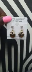 Women's Elegant Brown and Gold Earrings - 2