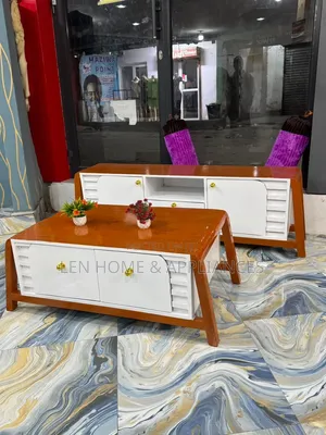 Coffee Table and Showcase - White and Brown