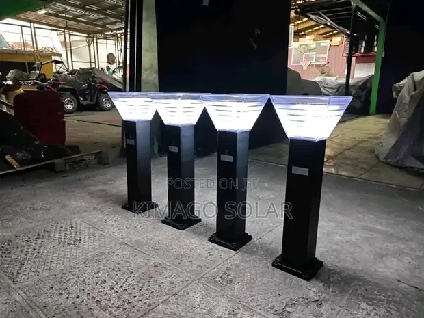 60cm Solar Bollard Light - Black Housing, Warm/White Light - 1