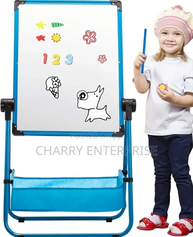Kids Double-Sided Art Easel with Storage Box - 1