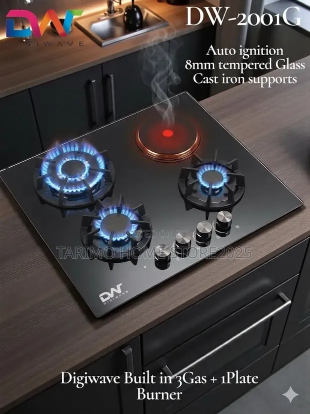 Digiwave Built-in 3 Gas + 1 Electric Hotplate - 1