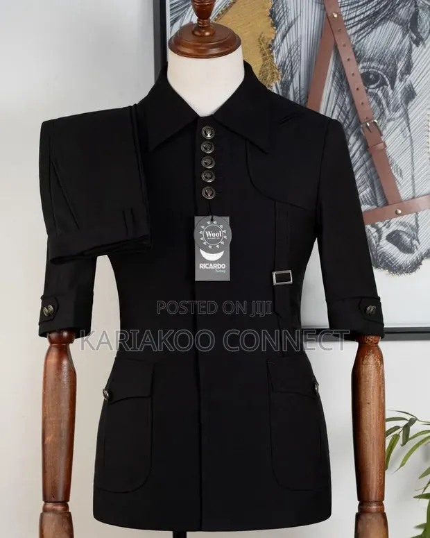 Five Button Black Suit - 1