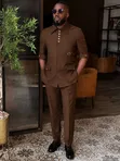 Men's Five Button Brown Suit - 1