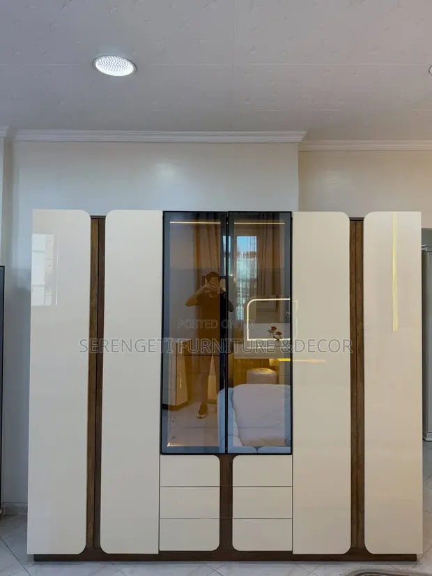 Modern Wardrobe - Cream & Brown - 1