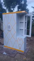 Two-Door Wardrobe with Dressing Table - White & Gold - 2