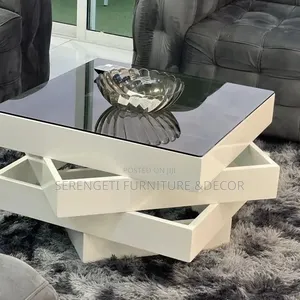 Well Designed White Coffee Table with Glass Top