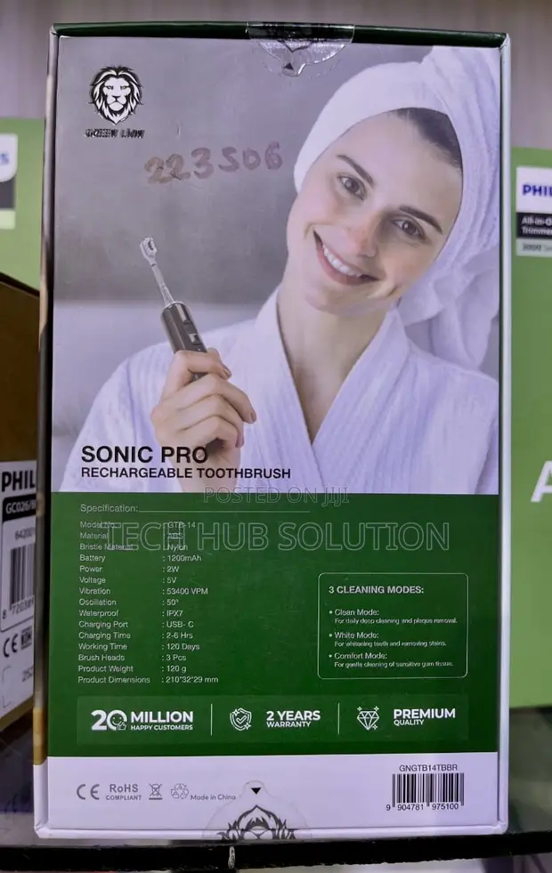 Green Lion Sonic Pro Rechargeable Electric Toothbrush - 1