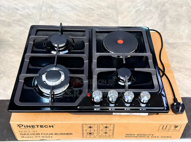 PineTech Electric Gas Stove - 3 Gas Burners, 1 Electric Plate - 1