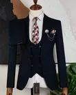 Dark Blue Draft Slim Fit Men's Suit - 3
