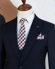 Men's Mario Casas Slim Fit 3-Piece Navy Blue Suit Set - 1