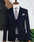 Men's Mario Casas Slim Fit 3-Piece Navy Blue Suit Set - 3
