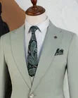 Men's Slim Fit 3-Piece Mint Green Suit Set - 1