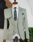 Men's Slim Fit 3-Piece Mint Green Suit Set - 2