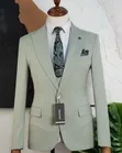 Men's Slim Fit 3-Piece Mint Green Suit Set - 3
